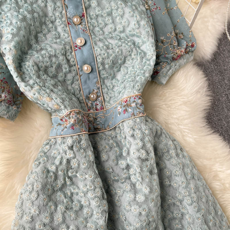 Franse luxe dames geborduurde vintage jurk