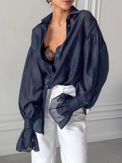Womens See Through Long Sleeve Shirt