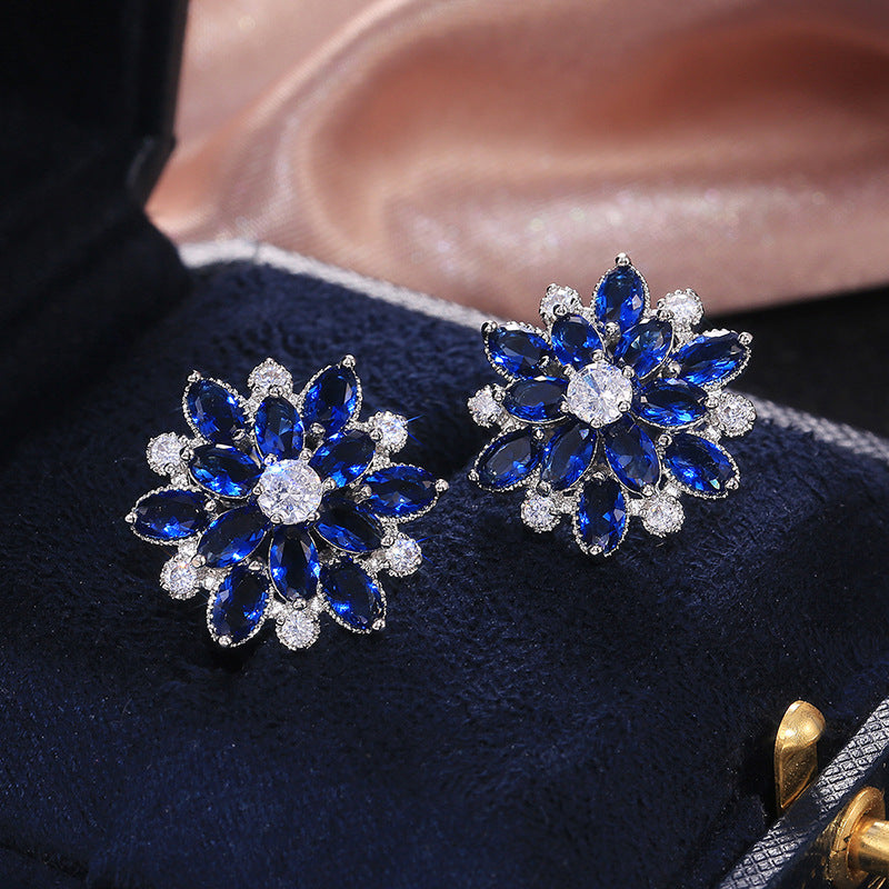 Double Layer Sunflower Zircon Women Earrings