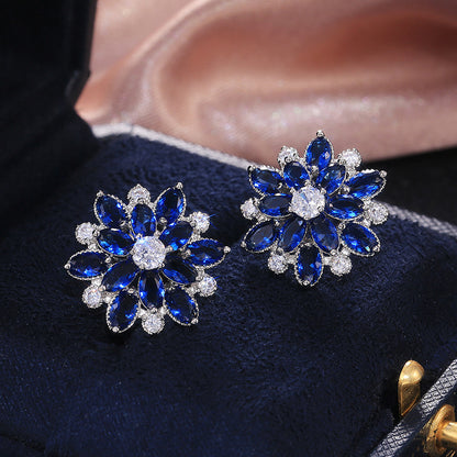 Double Layer Sunflower Zircon Women Earrings