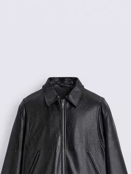 Loose Imitation Leather Zip Jacket Coat Leather Coat
