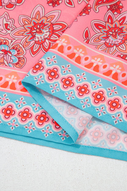 Maxi-jurk met bohemian etnische print gesmokte buste en spaghettibandjes
