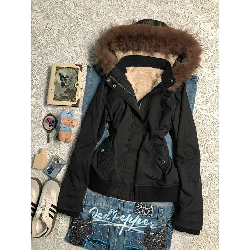 Retro Fleece Lined Hooded Jacket