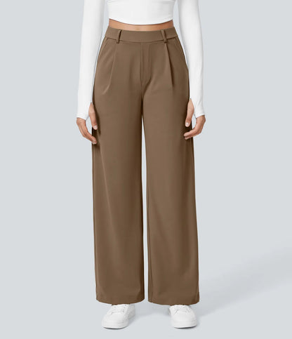 Women's High-Waist Straight-Leg Pocket Casual Outdoor Trousers