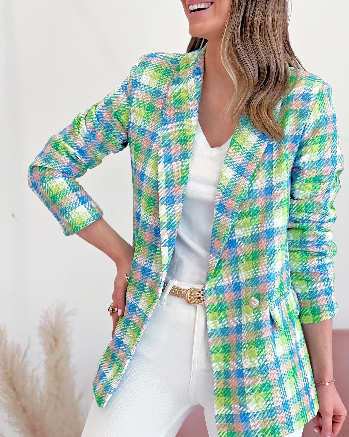 Geruite dames blazer