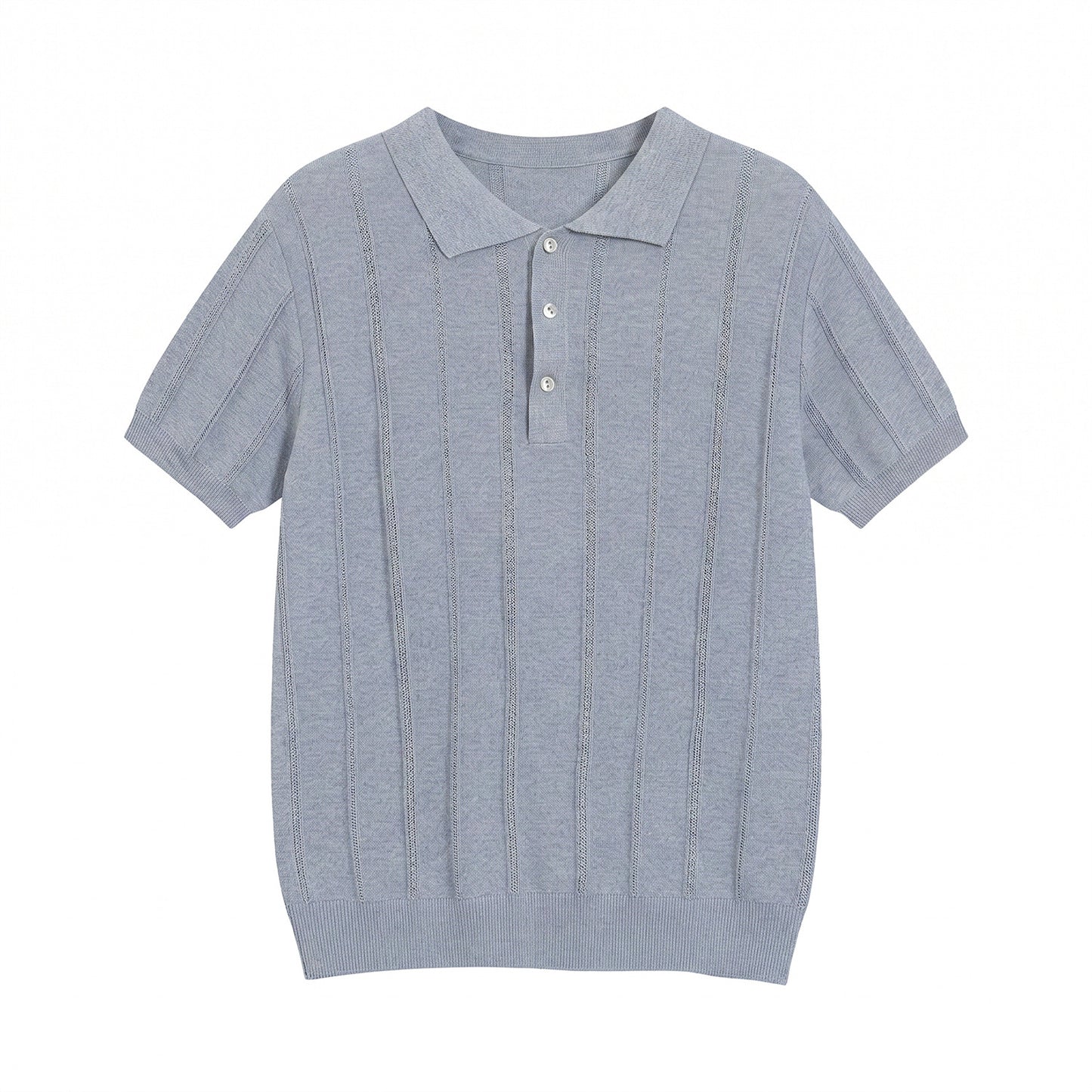 Classic Striped Knit Polo Shirt