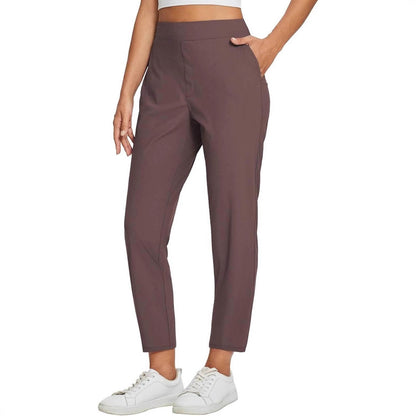 Womens High Waisted Elastic Pocket Casual Pants
