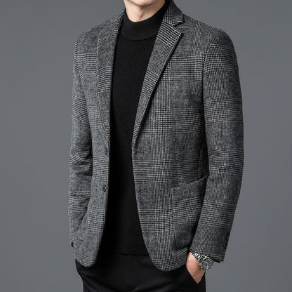 Men's wool suit casual luxury checkered coat