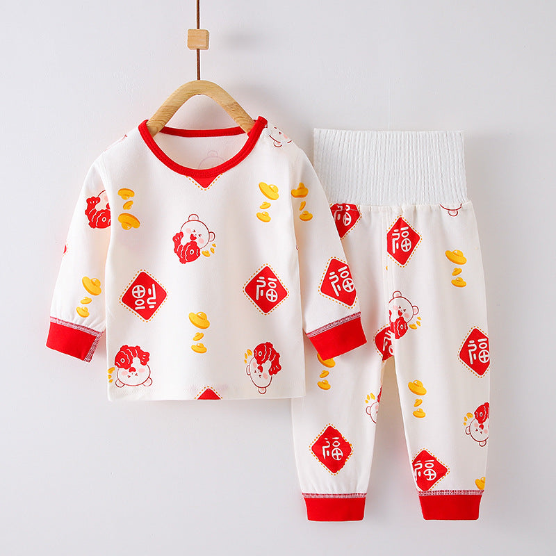 Childrens Cotton Pajama Set Long Sleeve Two-Piece