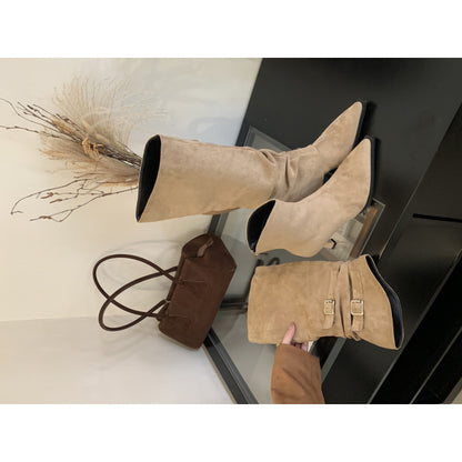 Women's Detachable Buckle High Heel Boots