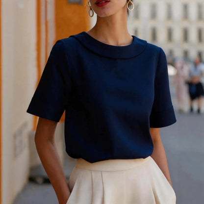 Womens Designer Short Sleeve Solid Shirt