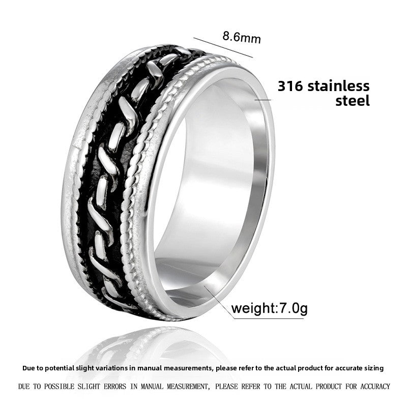 Retro Men's Titanium Steel Rotating Ring