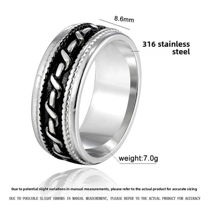 Retro Men's Titanium Steel Rotating Ring