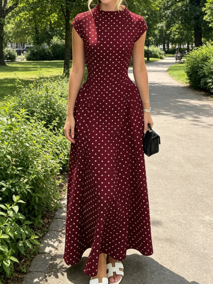 Polka Dot High Waist A-Line Dress