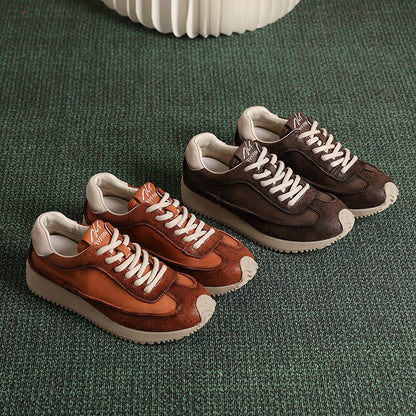 Handgemaakte retro casual schoenen van eerstelaags rundleer