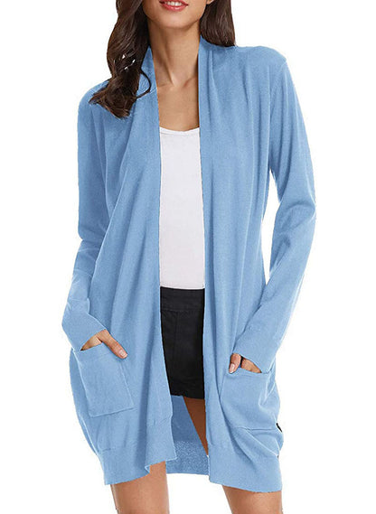 Dames open vest met lange mouwen en zakken