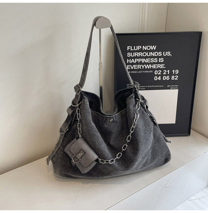 Women Denim Tote Bag Large Capacity Shoulder Crossbody Bag