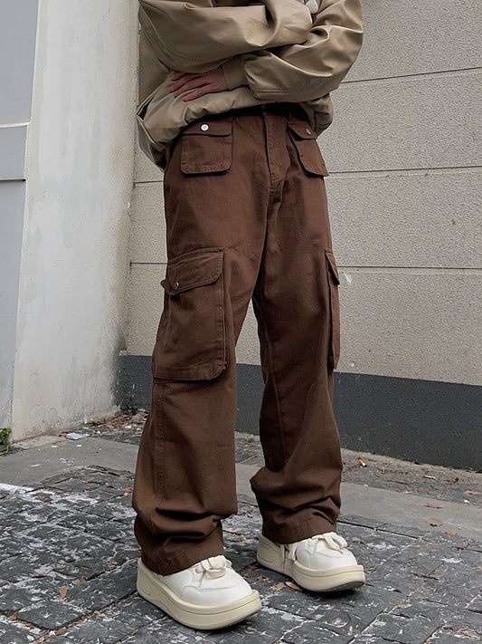 Multi-pocket Losse Rechte Retro Amerikaanse Cargo Broek