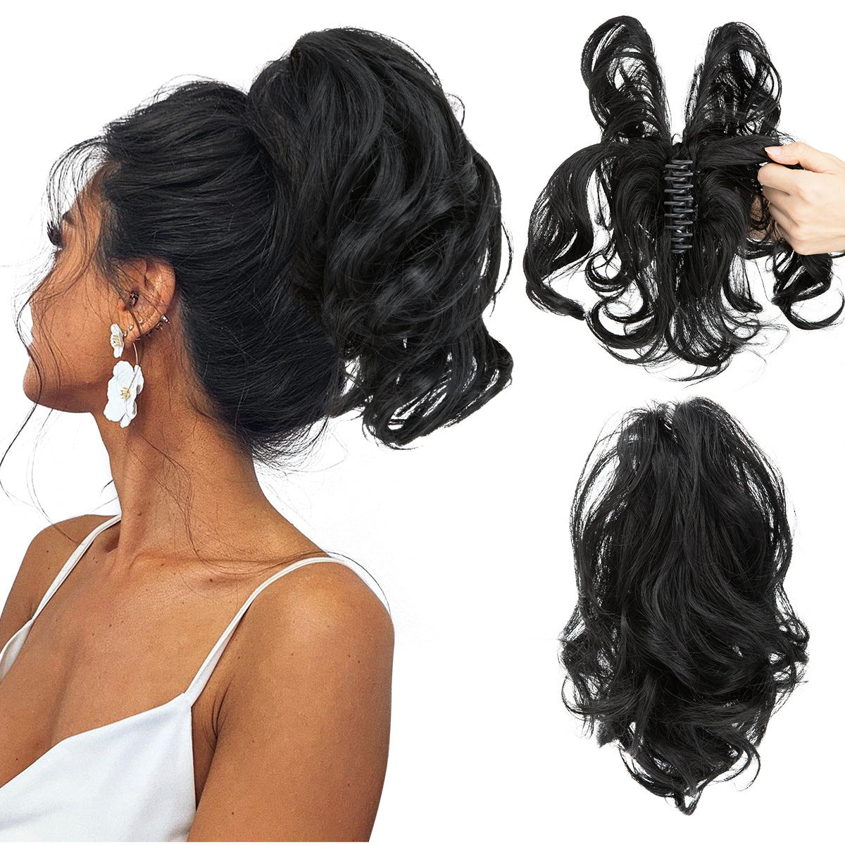 Short Synthetic Adjustable Fluffy Natural Grip Ponytail