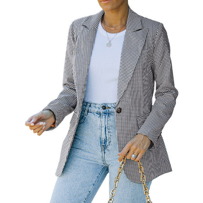 Geruite dames blazer met klepzakken