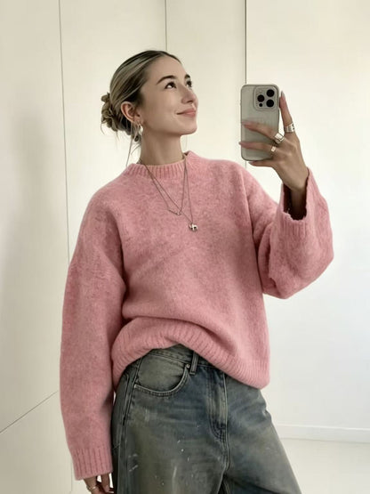 Womens Solid Color Knit Pullover