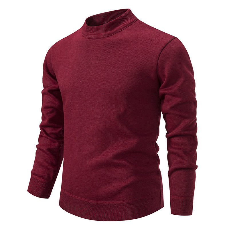 Men's Thickened Fleece-Lined Crew Neck Knit Sweater Autumn Winter