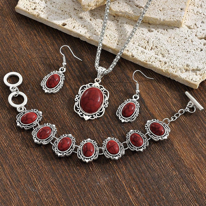 Boheemse stijl sieradenset: oorbellen ketting en armband