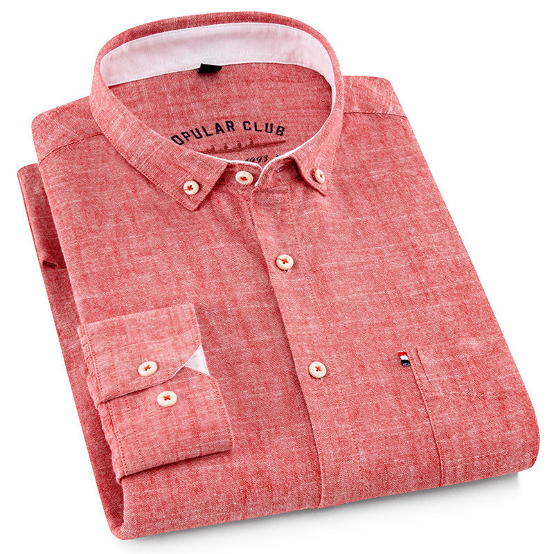 Men's Cotton Linen Square Collar Long Sleeve Cardigan