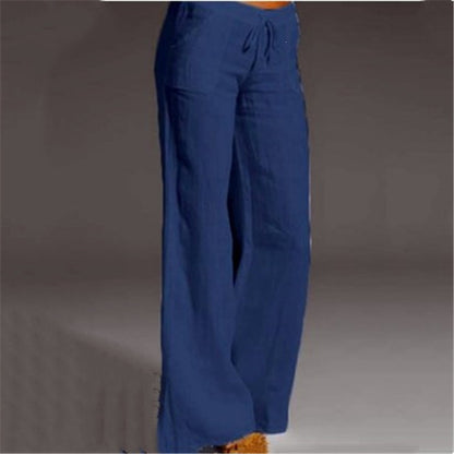 Womens High Waisted Wide Leg Pants Cotton Linen Casual Trousers