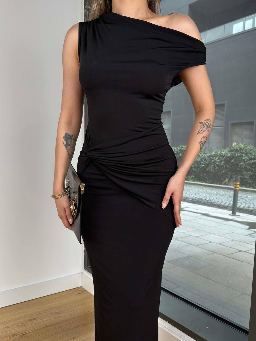 Zwarte off-shoulder twistjurk