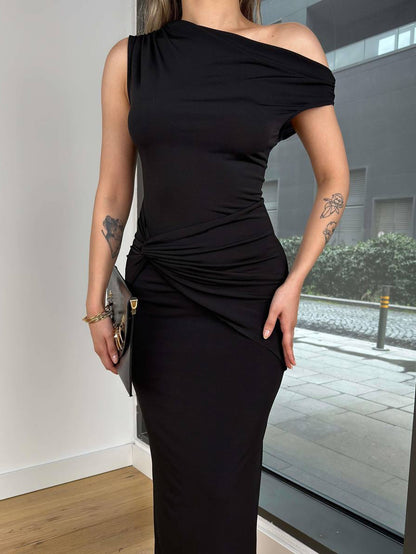Zwarte off-shoulder twistjurk