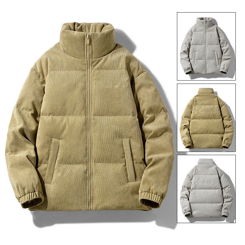 Heren corduroy donsjas effen kleur