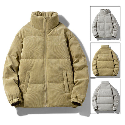 Heren corduroy donsjas effen kleur