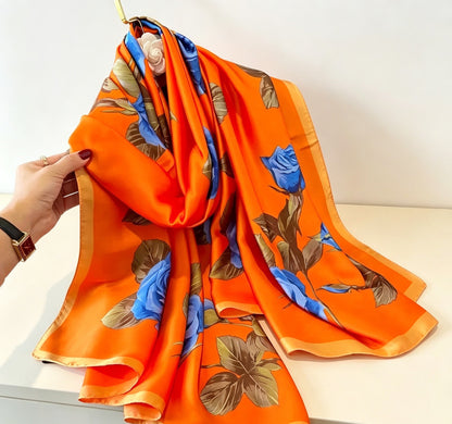 Women's Lijin Satin Scarf Floral Print Shawl