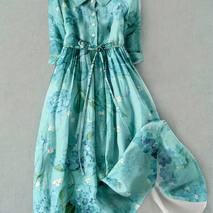 Elegant French Style Polyester Midi Dress