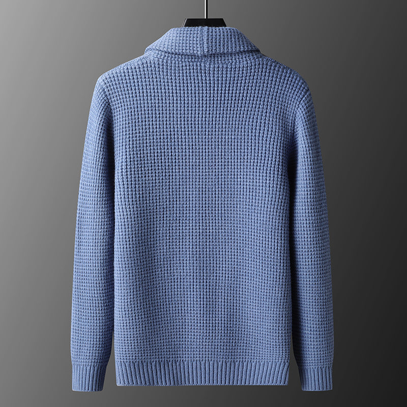Slim fit gebreide herencardigan met zakken en omgeslagen kraag