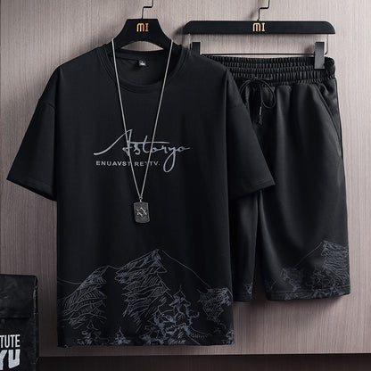 Men's Printed T-Shirt and Shorts Set