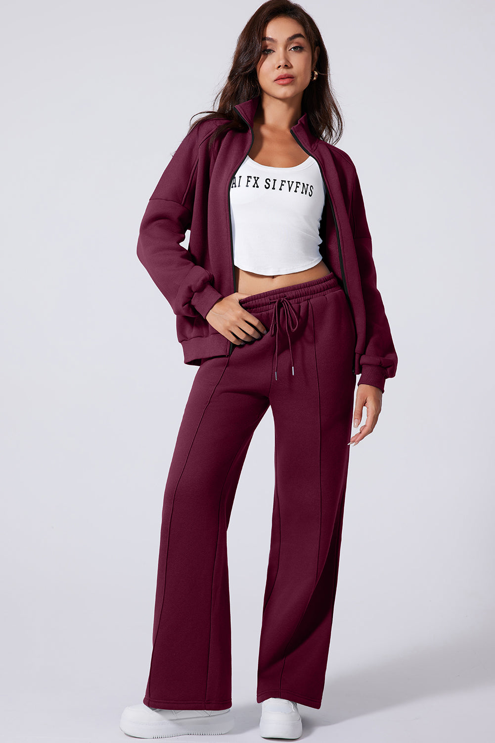 Sweatshirt met halve rits en bijpassende broek