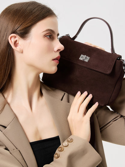 Genuine Leather Suede Crossbody Handbag