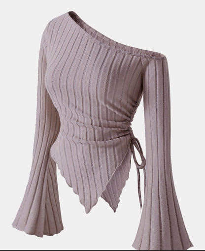 Women's Off-Shoulder Bell Sleeve Knit Top