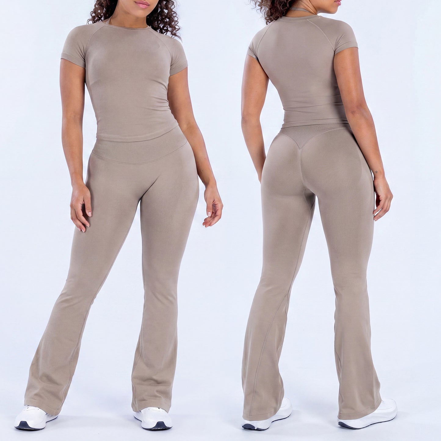 Seamless Yoga Vest and Flared Pants