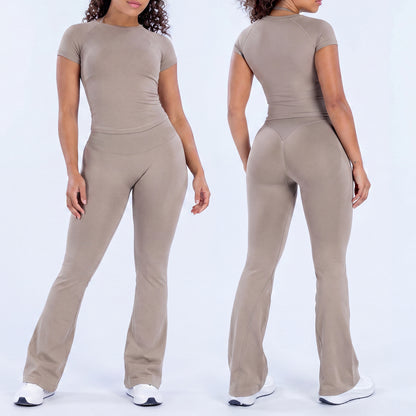 Seamless Yoga Vest and Flared Pants