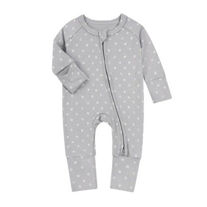Baby Double Zipper Romper with Convertible Hand Foot Covers