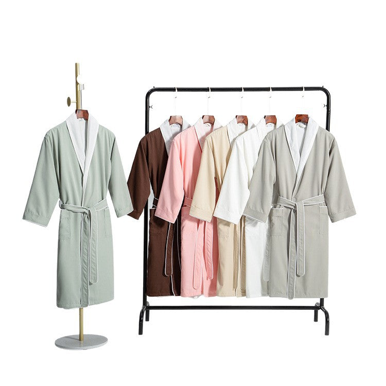 Unisex Long Hotel Bathrobe Double-Layer Gabardine