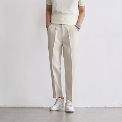 Mens Ice Silk Straight Leg Cropped Pants