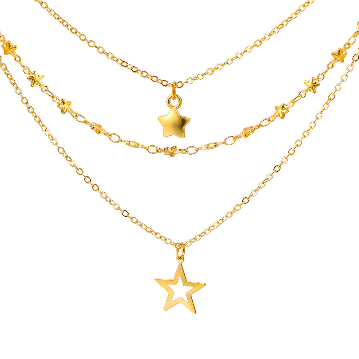 Women's Multi-Layered Star Pendant Alloy Necklace Vintage Clavicle Chain