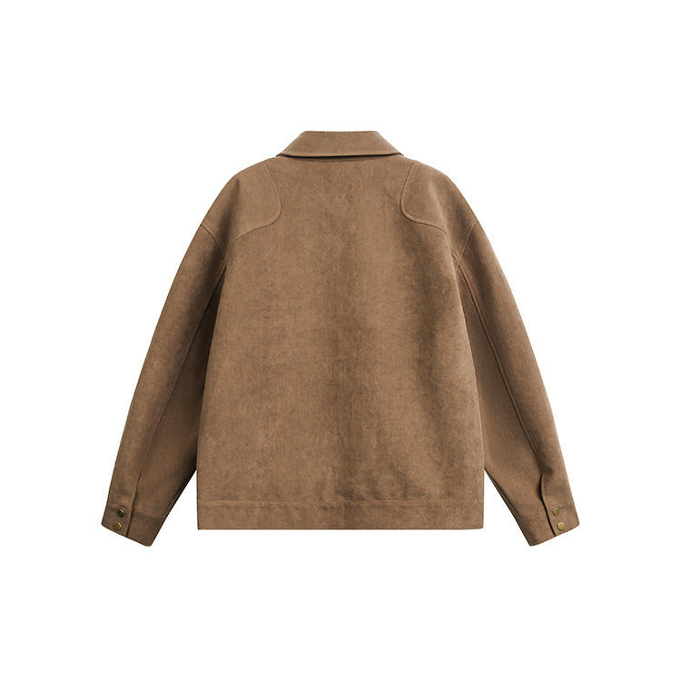 Retro Metal Buckle Solid Color Unisex Workwear Jacket