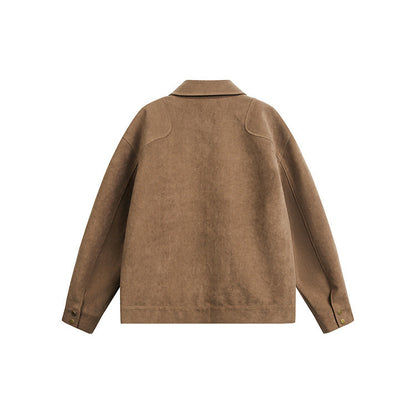 Retro Metal Buckle Solid Color Unisex Workwear Jacket