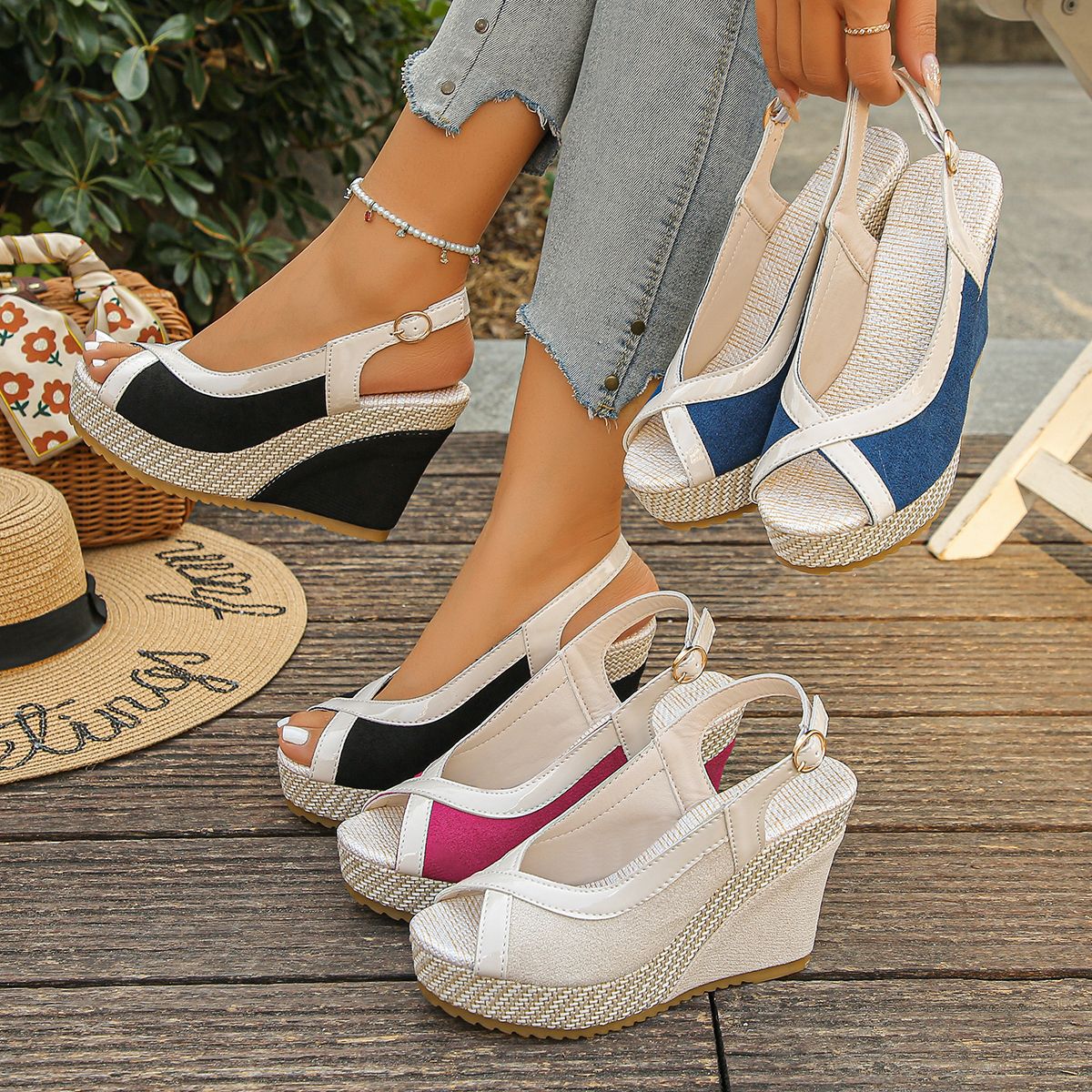 Womens Fish-Mouth Wedge Platform Sandals
