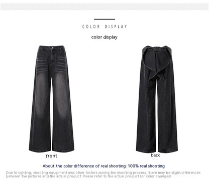 Niche Designer Jeans Strik Decoratie Losse Fit